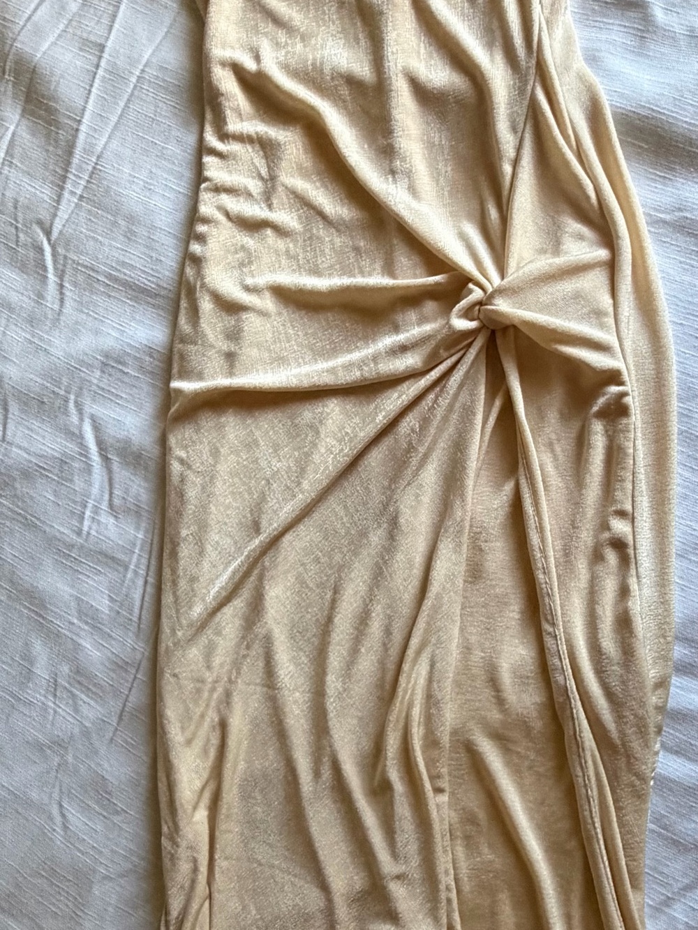 JLUXLABEL Pale Gold Twist-Front Midi Skirt